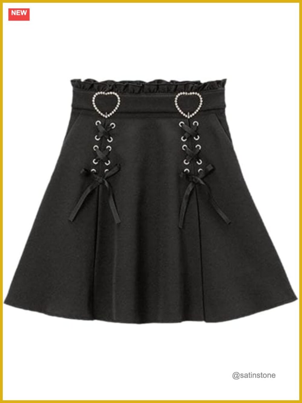 Pokn Ruffle A Line Lolita Mini Skirt High Waisted Y2K Kawaii Goth
